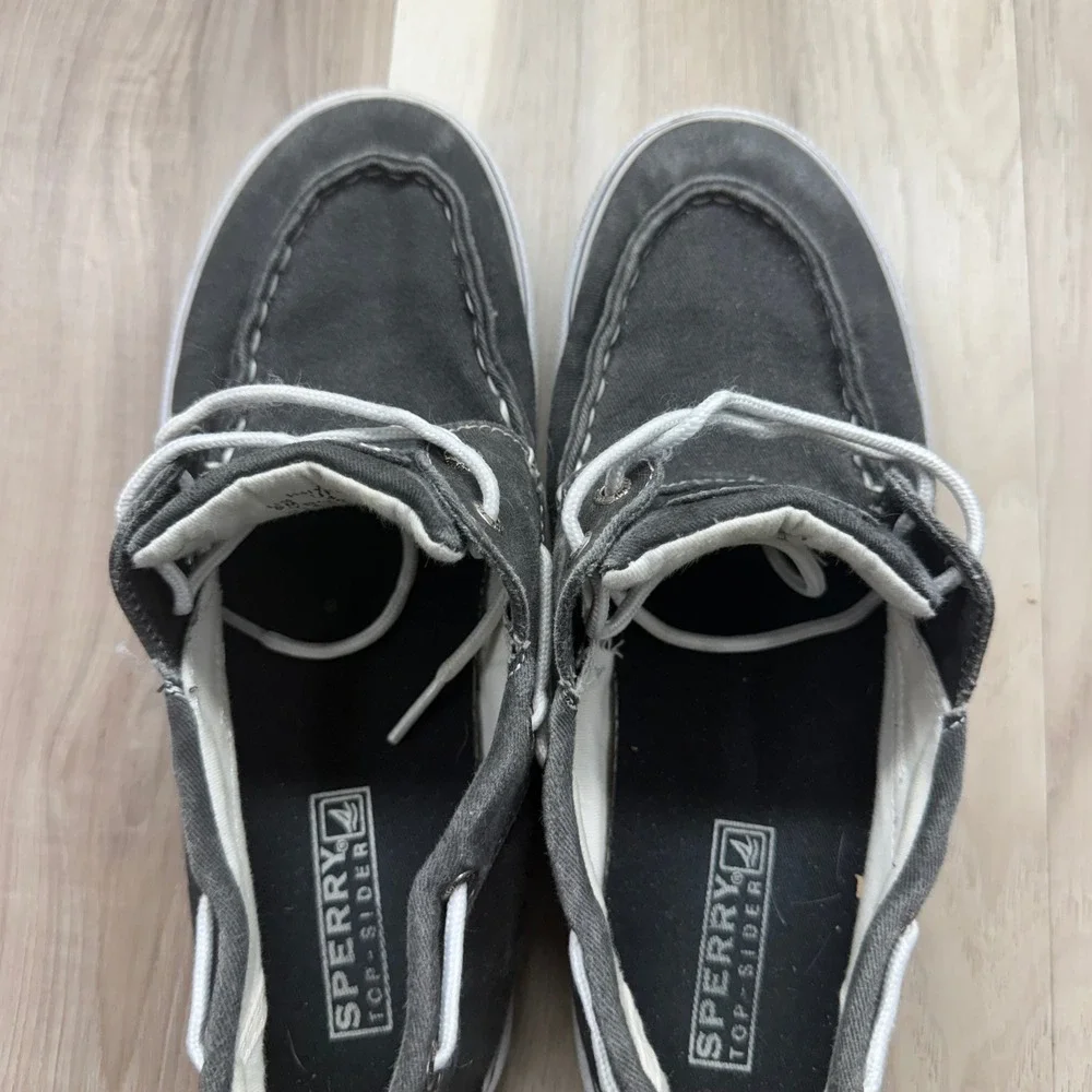 Sperry Top-Sider Halyard Boat Shoes Canvas Sneakers 5M Grey Mens Loafers YB45037